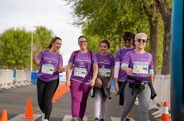 Charity walk participants reaching the finish