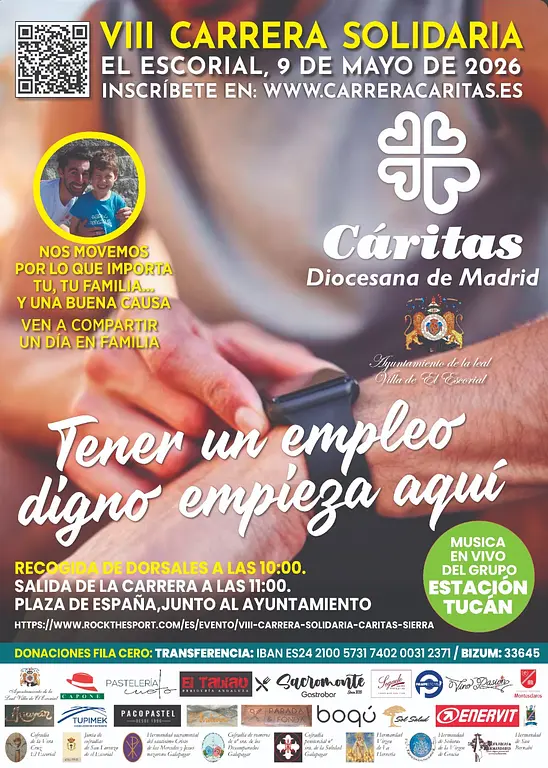 Poster for the 8th Carrera Solidaria Cáritas Sierra, El Escorial 2026