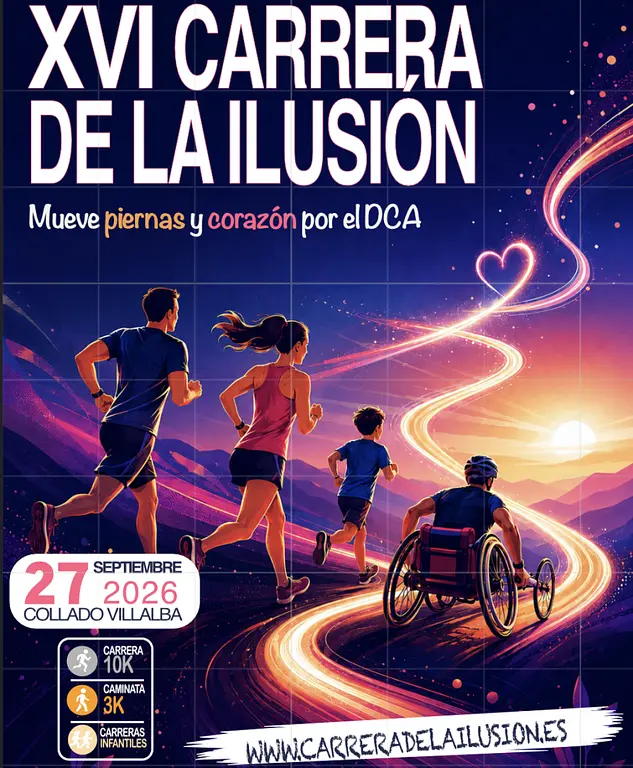 Poster for the 16th Carrera de la Ilusión (27 September 2026): 10K race, 3K walk and kids' races