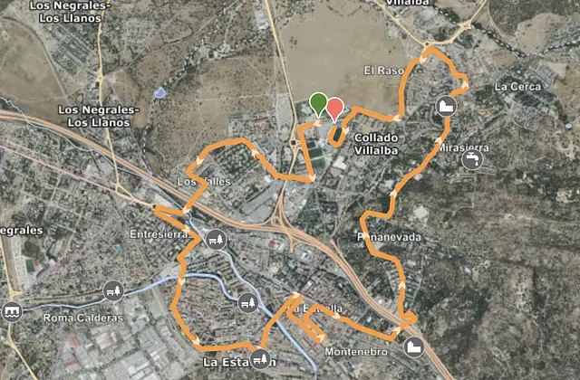 Mapa del recorrido circular de la MiniTragamillas con salida y meta en la Ciudad Deportiva